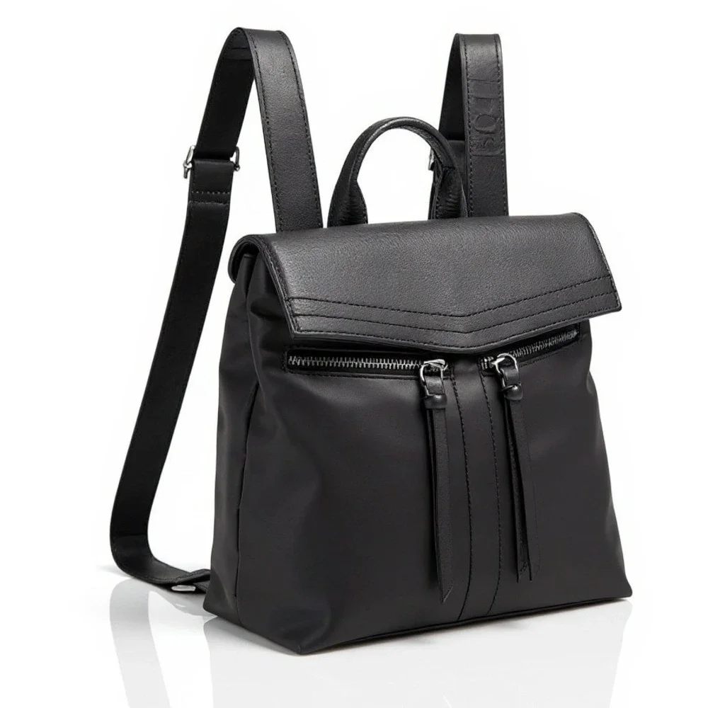 Botkier Women's Black Nylon Mini Backpack Flap Top‎ Travel Casual Bag